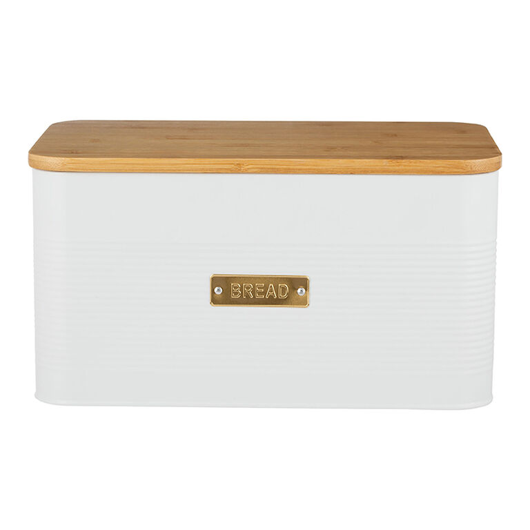 Typhoon Otto White Steel Bread Bin with Bamboo Lid image number 1