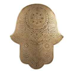 Small Antique Brass Etched Hamsa Wall Decor