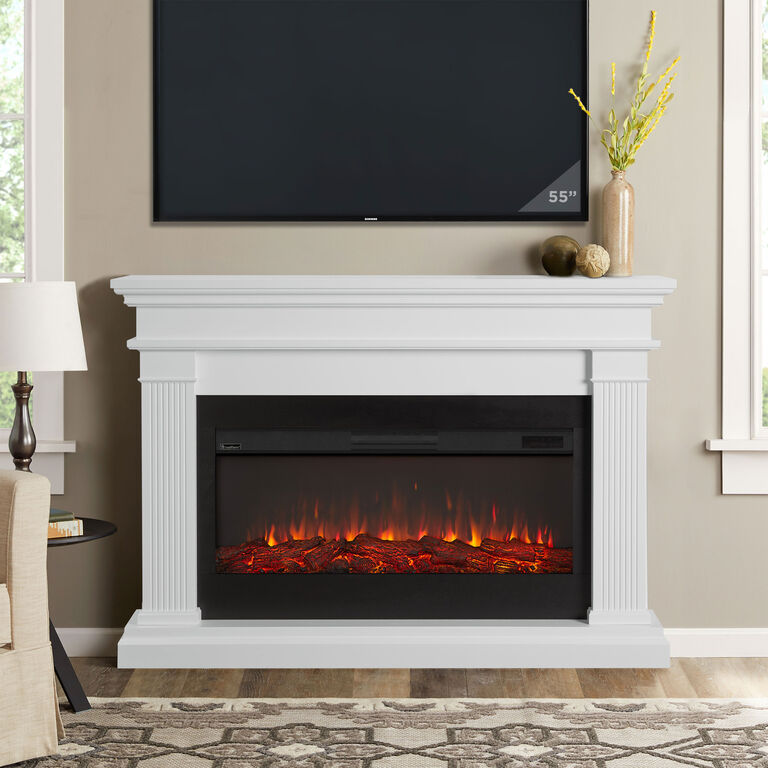 Barehelm White Wood Electric Fireplace Mantel image number 2