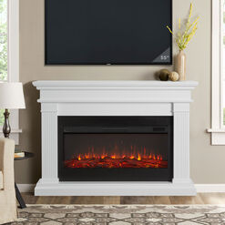 Barehelm White Wood Electric Fireplace Mantel