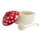 Red Ceramic Mushroom Soup Tureen with Ladle image number 1