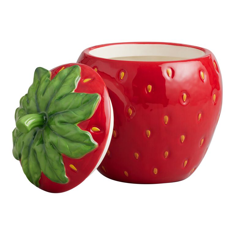 Hand Painted Ceramic Strawberry Figural Cookie Jar image number 3