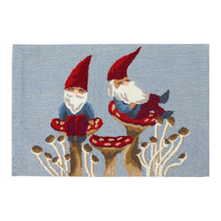 Red and Blue Welcome Gnome Indoor Outdoor Rug