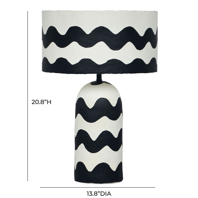 Doric Black and White Wavy Zigzag Stripe Table Lamp image number 6