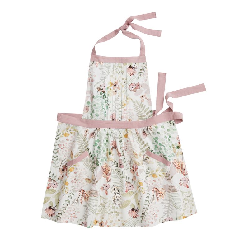 Green And Pink Fern Print Apron image number 1
