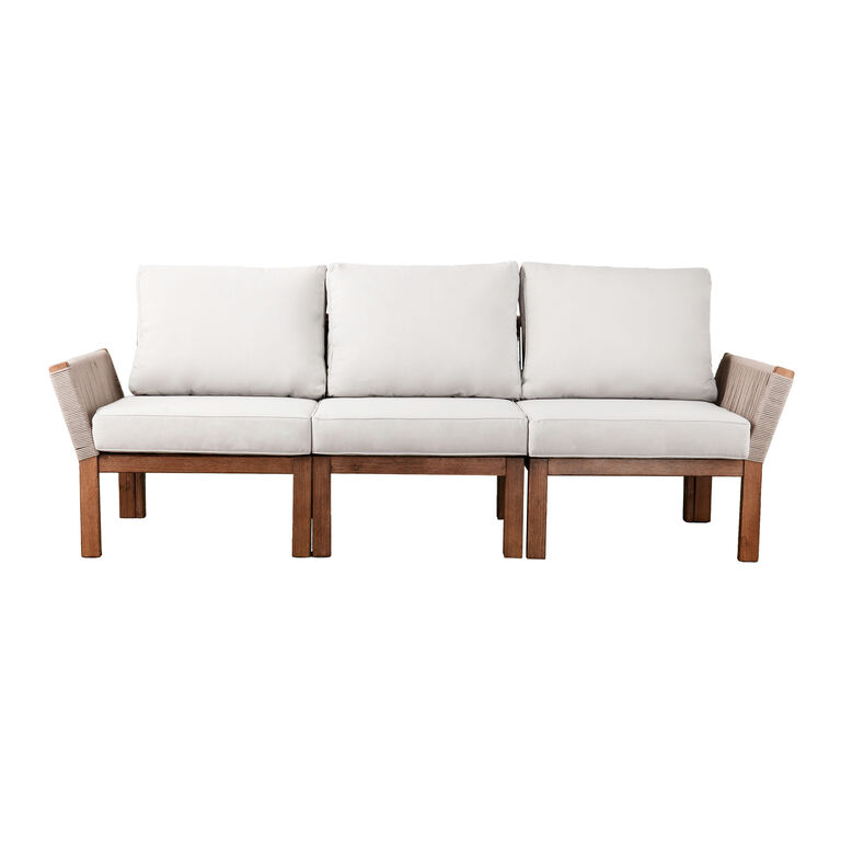 Zurich All Weather Rope and Acacia Wood Outdoor Sofa image number 3