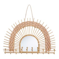 Metal and Rattan Arch Wall Jewelry Holder