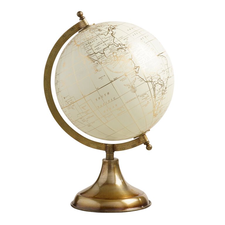 White Globe With Gold Stand image number 1