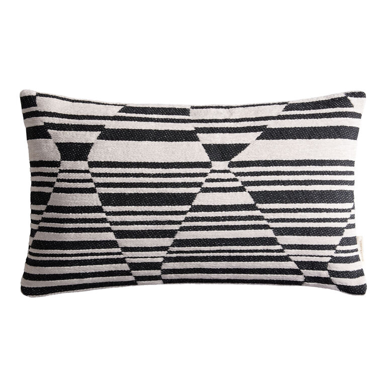 Black And Oatmeal Abstract Indoor Outdoor Lumbar Pillow image number 1