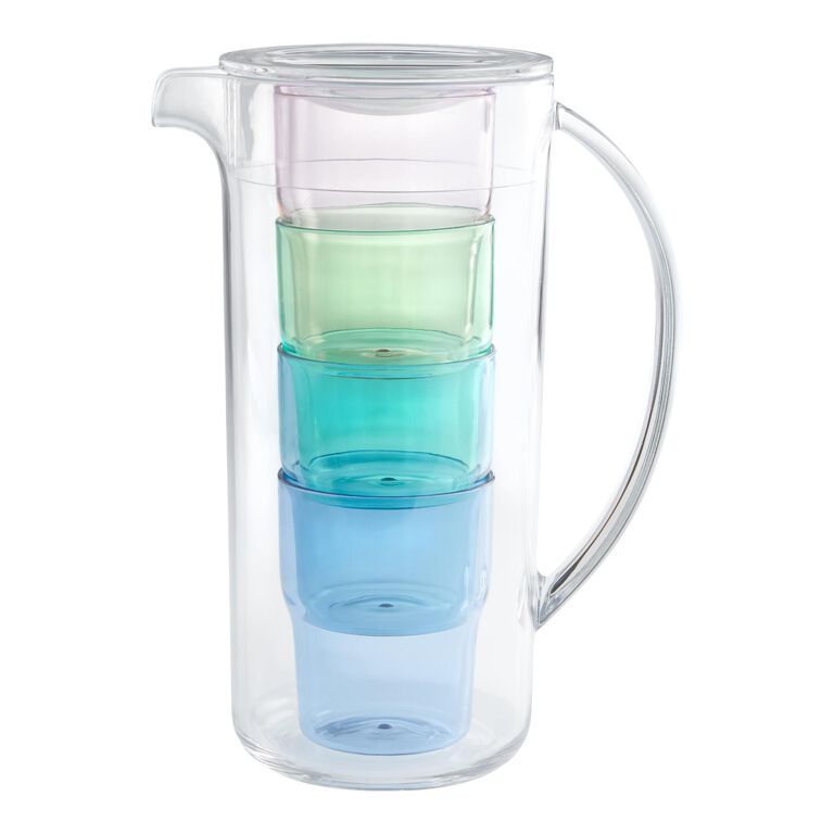 Poolside Nested Acrylic Pitcher and Glass Set image number 1