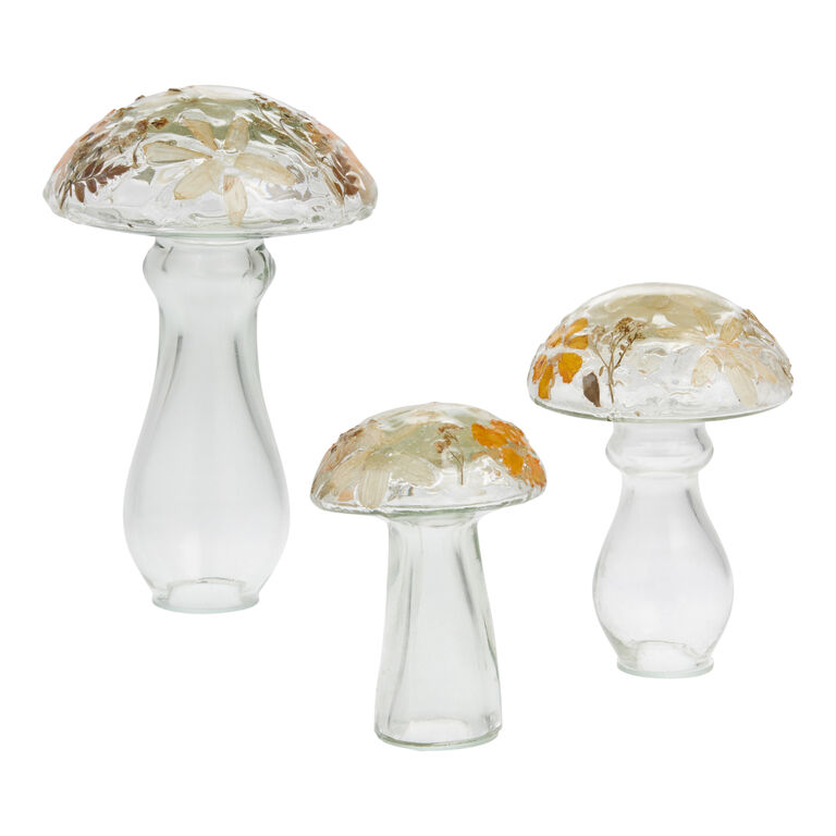 Handmade Dried Flower Glass Mushroom Decor image number 2