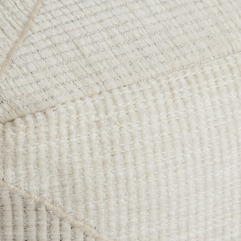 Square Ivory Plush Textured Pouf image number 4