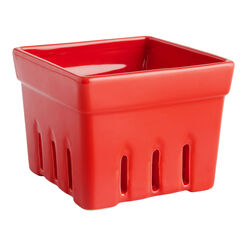Square Red Ceramic Berry Basket