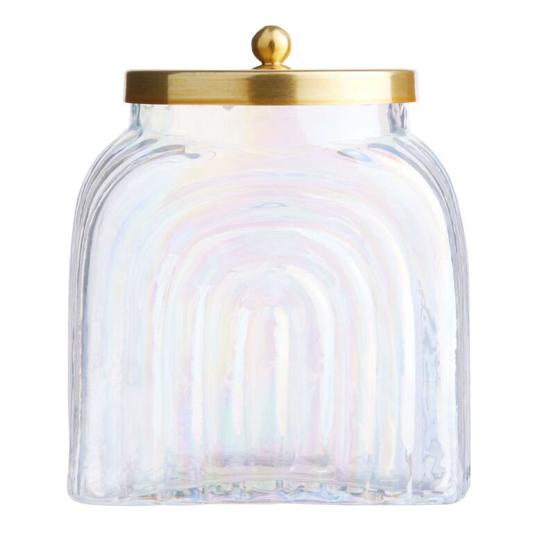 Iridescent Glass Arches Canister with Gold Lid image number 1