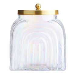 Iridescent Glass Arches Canister with Gold Lid
