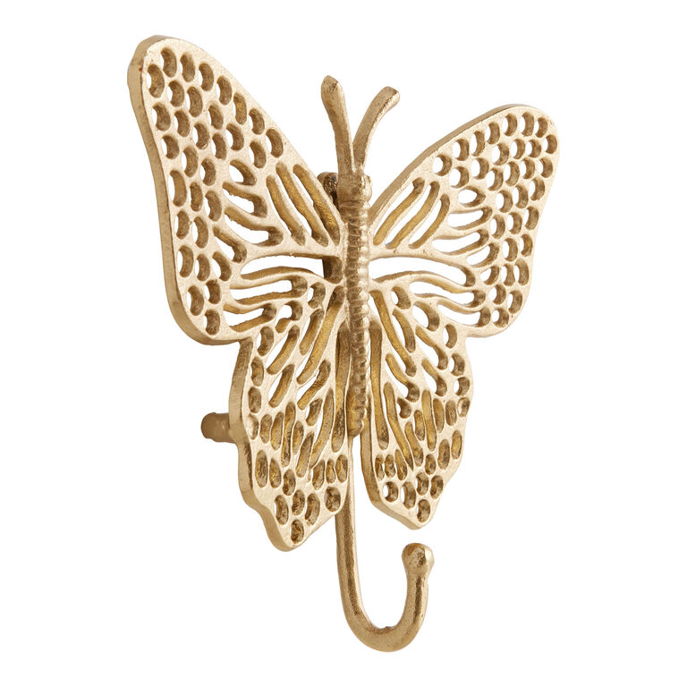 Antique Gold Metal Butterfly Wall Hook image number 3
