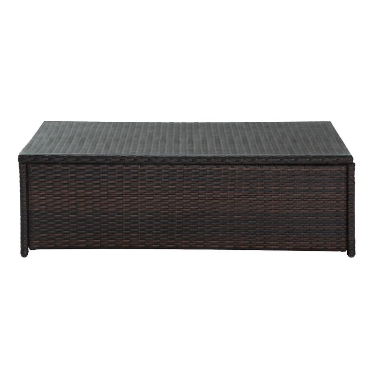 Pinamar Espresso All Weather Wicker Glass Top Coffee Table image number 3