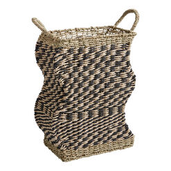 Polly Black And Natural Paper Rope Wavy Check Basket
