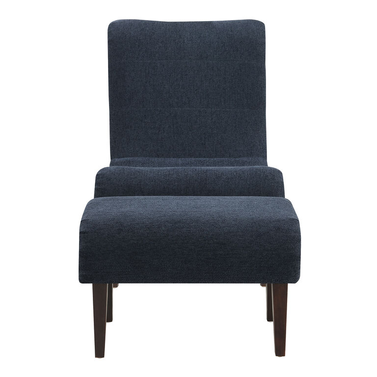 Cuyler Indigo Blue Upholstered Chair and Ottoman Set image number 2
