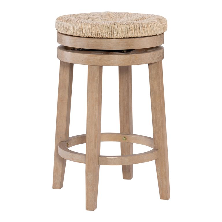 Claudia Natural Seagrass and Wood Swivel Counter Stool image number 1