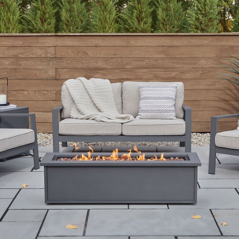 Mila Weathered Slate Steel Gas Fire Pit Table image number 2
