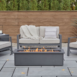 Mila Weathered Slate Steel Gas Fire Pit Table