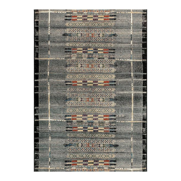 Gray and Multicolor Global Stripe Indoor Outdoor Rug image number 1