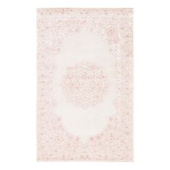 Hasna Pale Pink And White Medallion Area Rug
