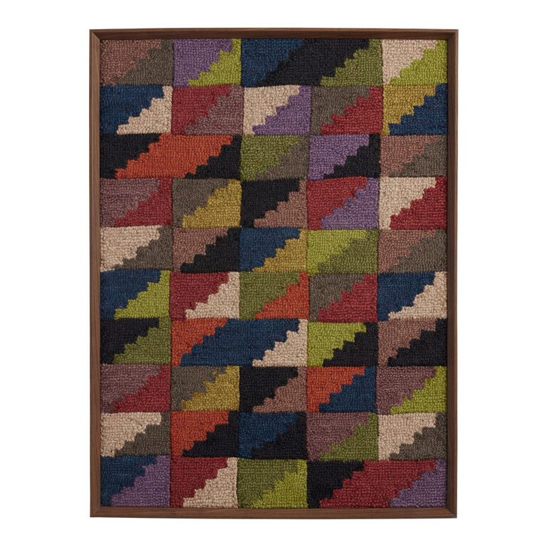Multicolor Wool Geo Woven Textile Framed Wall Art image number 1