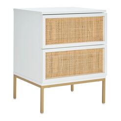 Ria Wood And Natural Rattan Nightstand With Drawers