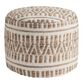 Round Taupe And Ivory Geometric Indoor Outdoor Pouf image number 2