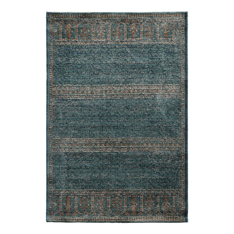 Diana Blue and Beige Traditional Style Washable Area Rug image number 1