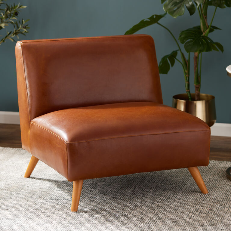 Huxley Cognac Mid Century Armless Chair image number 2