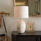 Soft White Linen Textured Drum Table Lamp Shade image number 1