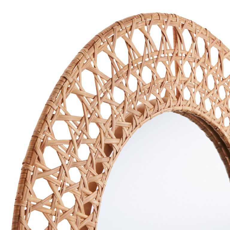 Round Natural Cane Woven Wall Mirror image number 3