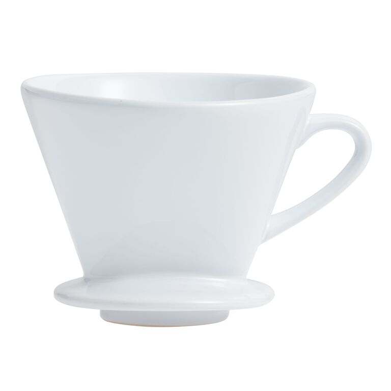 White Ceramic Euro Pour Over Coffee Dripper image number 1