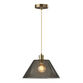 Lune Gray Smoked Glass Dome and Antique Brass Pendant Lamp image number 0