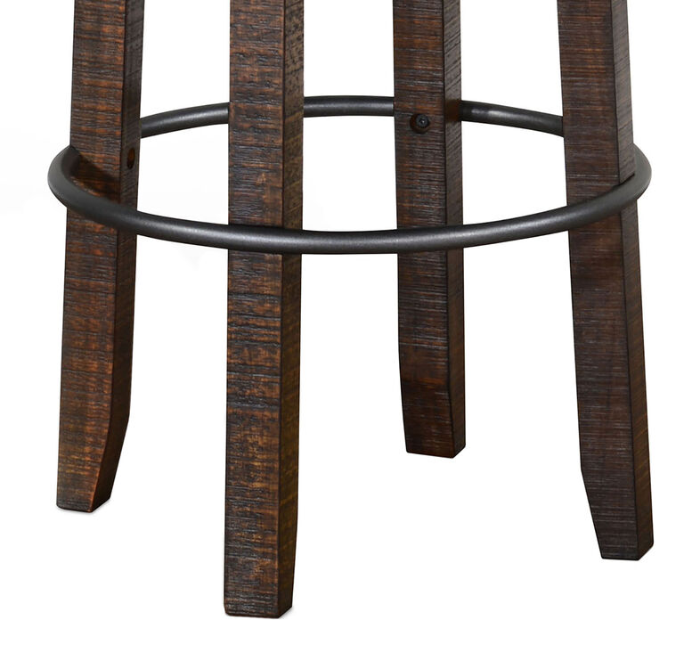 Hawes Mahogany And Metal Backless Swivel Barstool image number 3