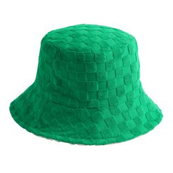 Ivory And Green Terry Geo Reversible Bucket Hat