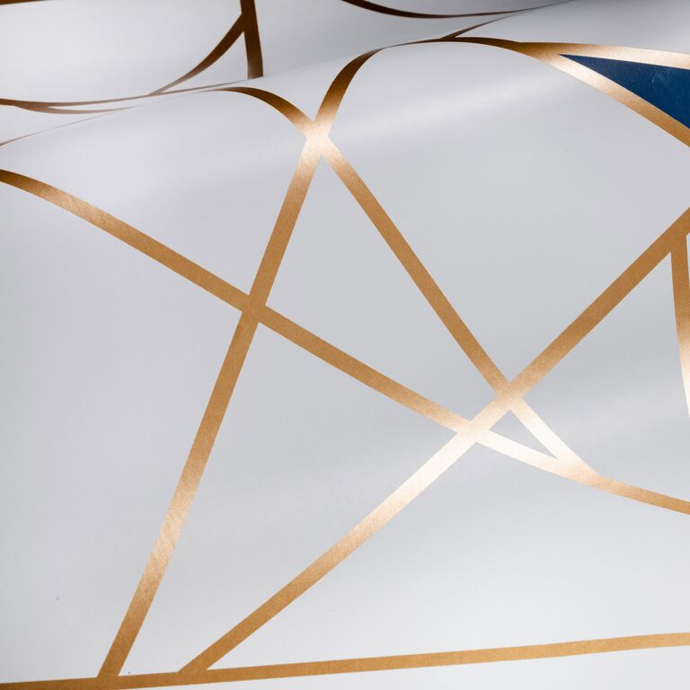 White And Gold Metallic Geometric Peel And Stick Wallpaper image number 6