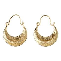 Gold Hammered Winged Crescent Hoop Earrings