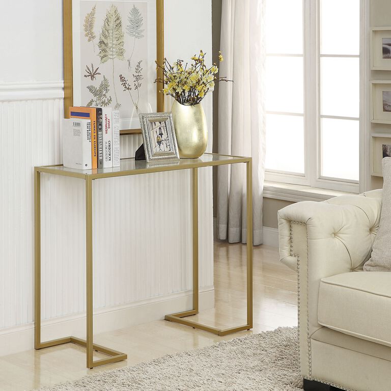 Gold Glass Top Console Table image number 2