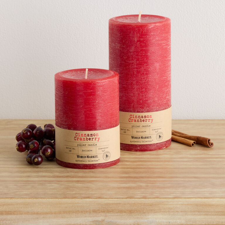 Apothecary Cinnamon Cranberry Pillar Scented Candle image number 1