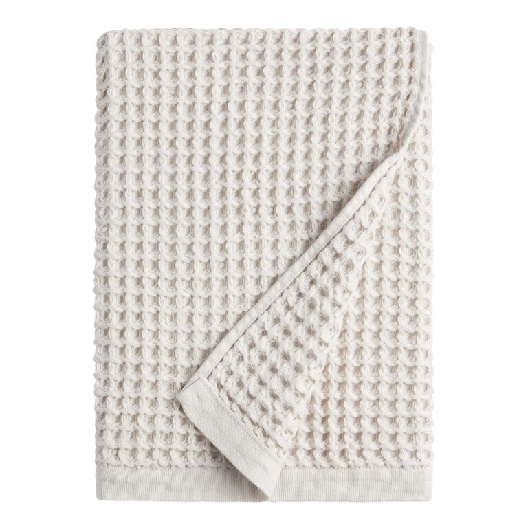 Light Gray Waffle Weave Cotton Towel Collection image number 2