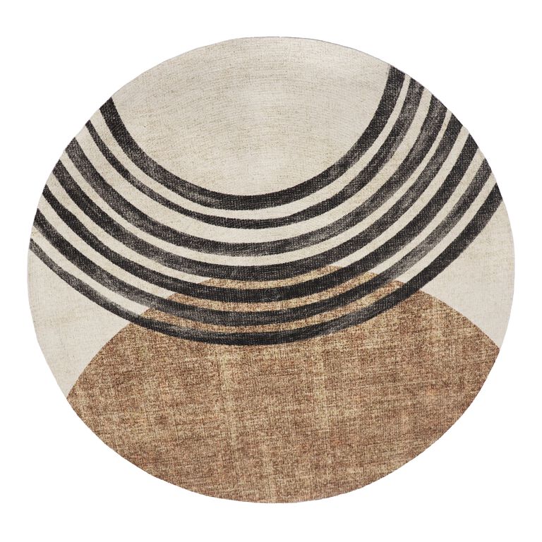 Zuma Round Black And Brown Modern Indoor Outdoor Area Rug image number 1