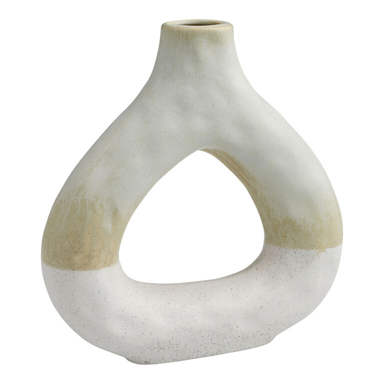 Wide Two Tone Reactive Glaze Ceramic Hollow Vase image number 1