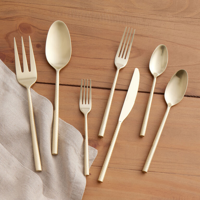 Champagne Satin Hammered Flatware Collection image number 1
