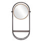 Oval Black And Gold Metal Tilting Wall Mirror With Shelf image number 0