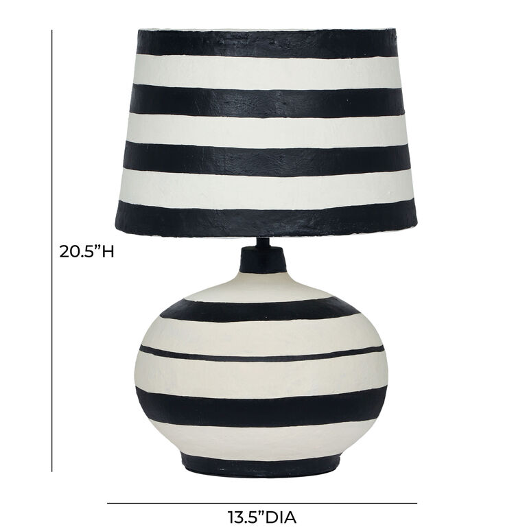 Arcade Black and White Horizontal Stripe Table Lamp image number 7