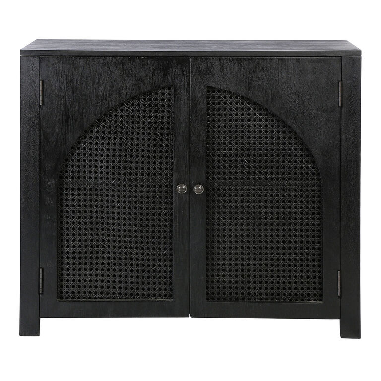 Seymour Wood and Rattan Cane Arched Door Storage Cabinet image number 2